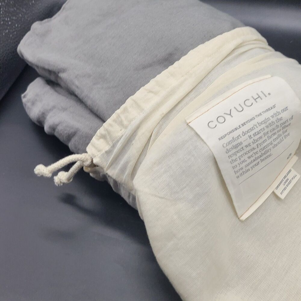 Coyuchi Organic Linen Relaxed Fitted Sheet FULL Size Slate Gray New